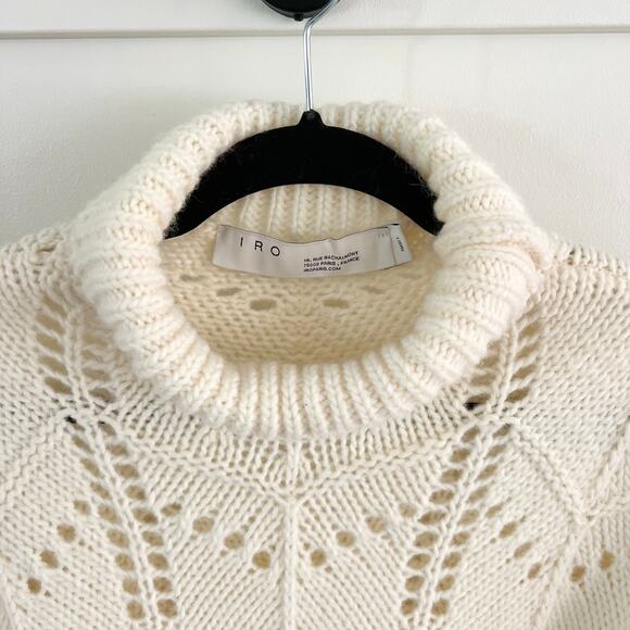 IRO Lovely Wool Blend Open Stitch Cream White Knit Sweater Size Small - Picture 3 of 6